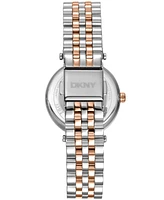 Dkny Women's Essential Glitz Silver Dial Red Gold-Two-Tone Stainless Steel Bracelet Watch 30mm