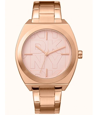 Dkny Women's Broadway Maxi Rose Gold-Tone Stainless Steel Bracelet Watch, 38mm
