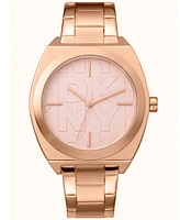 Dkny Women's Broadway Maxi Rose Gold-Tone Stainless Steel Bracelet Watch, 38mm