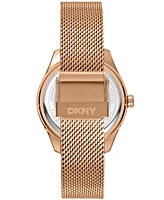 Dkny Women's Astoria Logo Rose Gold-Tone Stainless Steel Bracelet Watch, 34mm