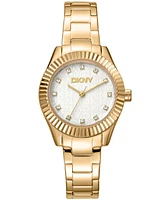 Dkny Women's Chambers Glitz Gold-Tone Stainless Steel Bracelet Watch, 30mm