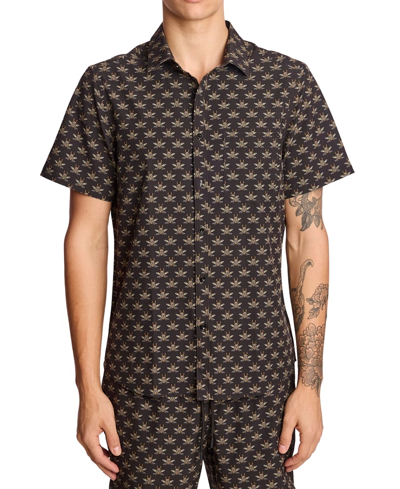Paisley & Gray Men's Gilby Slim Fit Short Sleeve Printed Button-Front Swim Shirt
