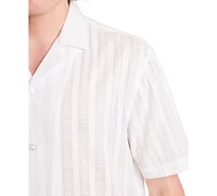 Paisley & Gray Men's Slim Fit Short Sleeve Textured Stripe Button Front Camp Shirt