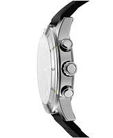 Dkny Men's Bryant Park Chronograph Black Leather Strap Watch, 44mm
