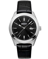 Dkny Men's Modernist Classics Dark Blue Leather Strap Watch, 40mm
