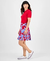 Tommy Hilfiger Women's Printed Godet Pull-On Skirt