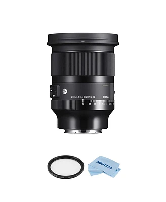 Sigma 20mm f/1.4 Dg Dn Art Lens for Sony E Bundle with 82mm Multi Coated Uv Slim Filter, Microfiber Cleaning Cloth