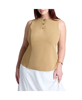 Eloquii Plus Button Detail Sleeveless Top