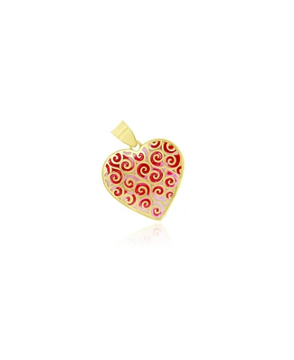 The Lovery Rose Enamel Heart Charm 14K Gold