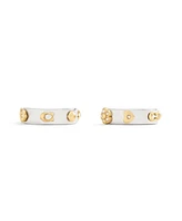 Coach Signature Tea Rose Huggie Hoops Earrings