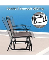 Set of 2 Outdoor Metal Glider Armchairs with Weather-resistant Fabric