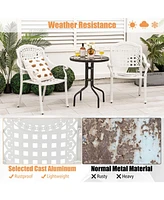 Set of 2 Cast Aluminum Patio Chairs with Armrests