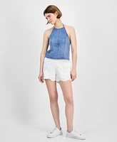 And Now This Women's Seamed-Front Halter Denim Top, Exclusively at Macy's