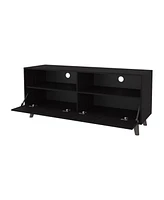 Black City Tv Stand 60" with Open Storage and 1 Door, Wengue