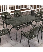 Mondawe Outdoor Cast Aluminum Rectangular Dining Table