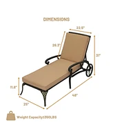 Mondawe Outdoor Cast Aluminum Chaise Lounge Chair with Cushion