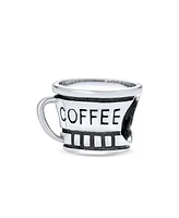 Bling Jewelry Set of 2 Latte Travel Mug Cup Coffee and Calculator Charm Bead Sterling Silver