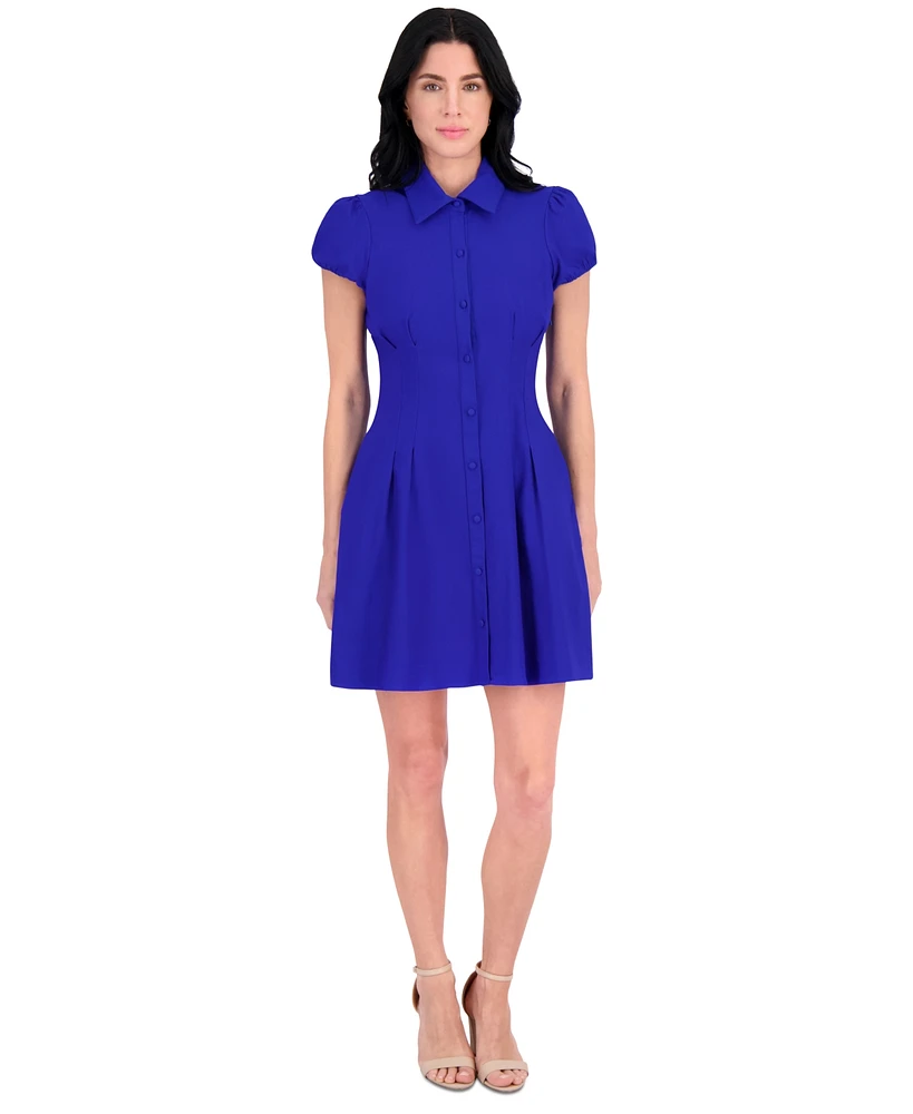 kensie Women's Collared Cap-Sleeve Fit & Flare Dress