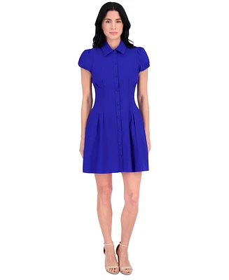 kensie Women's Collared Cap-Sleeve Fit & Flare Dress
