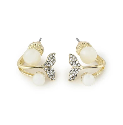 Sohi Women's Gold Plated Pearls Stud Earrings