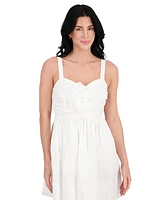 kensie Women's Ruched Rosette Mini Dress