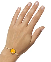 Amber & Marcasite Polygon Bee Bolo Bracelet in 18k Gold-Plated Sterling Silver