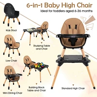 Costway Toddler 5-in-1 High Chair Wooden Convertible 5-Point Seat Belt