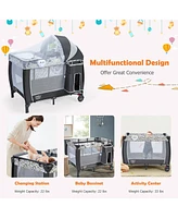 Costway Kids Portable Foldable Playard Playpen Nursery Center