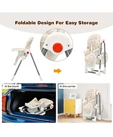 Costway Toddler Folding High Chair Dining Chair w/ 6-Level Height Adjustment