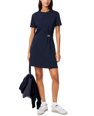 Lacoste Usa Women's Cotton Pleated T-Shirt Dress
