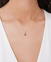 Lab Grown Pink Sapphire Oval 18" Pendant Necklace (2-1/10 ct. t.w.) in 14k Gold-Plated Sterling Silver