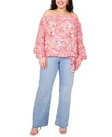 Vince Camuto Plus Printed Off-The-Shoulder Top