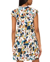 Msk Petite Printed Flutter-Sleeve Tiered Dress