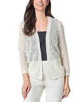 Kasper Women's Open-Front Semi-Sheer 3/4-Sleeve Cardigan