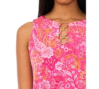 Msk Petite Printed O-Ring Sleeveless Shift Dress