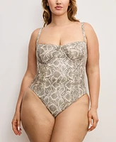 Good American Women's Snake-Print Underwire One-Piece Swimsuit