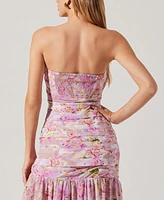 Astr the Label Women's Estefany Floral-Print Strapless Maxi Dress