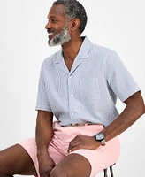 Club Room Men's Short Sleeve Striped Seersucker Button-Front Camp Shirt, Exclusively at Macy's