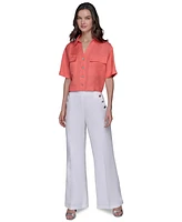 Karl Lagerfeld Paris Women's Cropped Short-Sleeve Shirt