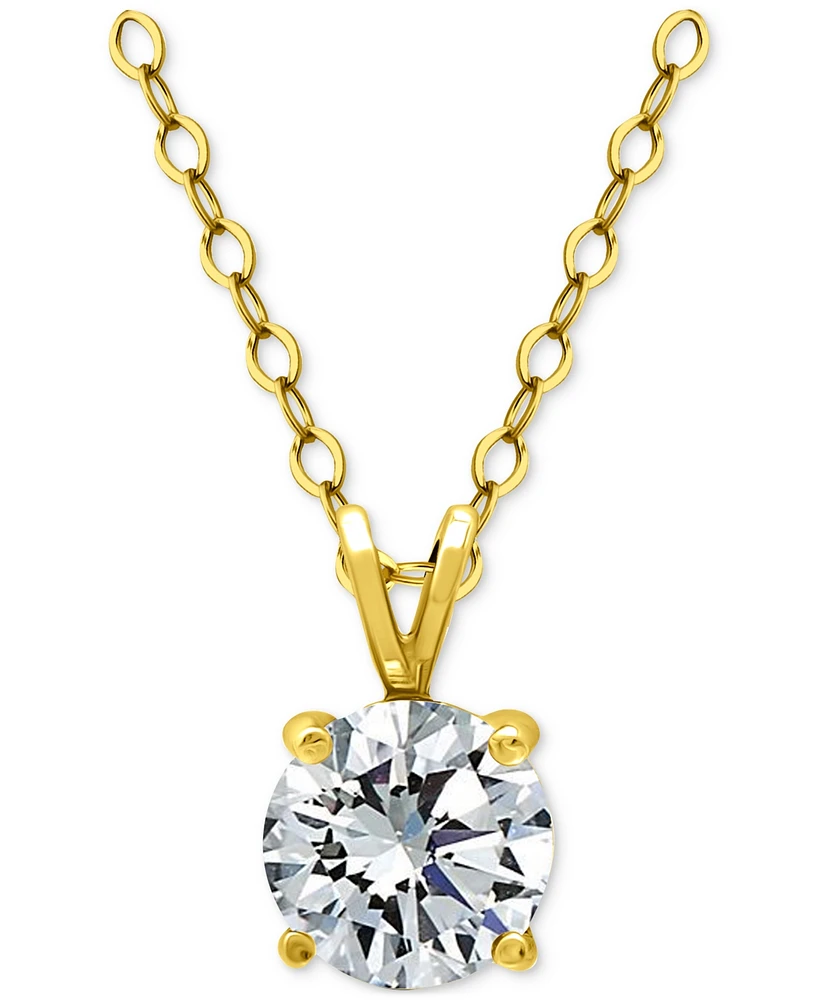 Giani Bernini Cubic Zirconia Solitaire Pendant Necklace 18k Gold-Plated Sterling Silver (also Silver), 16" + 2" extender, Exclusively a