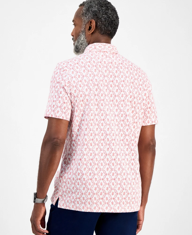 Club Room Men's Ted Short Sleeve Medallion Print Polo Shirt, Exclusively at Macy's