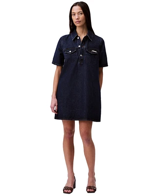 Calvin Klein Jeans Women's Relaxed Denim Mini Popover Dress