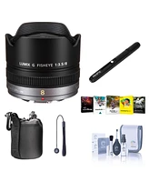 Panasonic Lumix G Fisheye 8mm f/3.5 Lens for Micro Four Thirds, Bundle with Cleaning Kit, Lens Case, Lens Cleaner, Lens Cap Tether, Software Kit