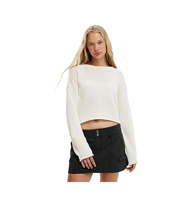 Cotton On Women's Roll Over Boat Neck Sweater