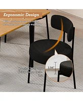 Dyhome Dining Chairs Set of 2, Kitchen Room Chairs, Mid Century Modern Upholstered Boucle