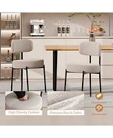 Dyhome Dining Chairs Set of 2, Kitchen Room Chairs, Mid Century Modern Upholstered Boucle