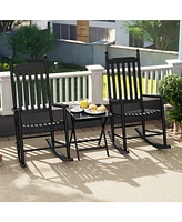 Weather-Resistant Acacia Rocking Chair – Outdoor High-Back Rocker with Ergonomic Design and Solid Base