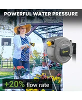 Silvel Retractable Garden Hose Reel, 1/2 x 110 ft Wall Mounted with 10 Pattern Nozzle, Any Length Lock, Slow Return System, 180&#