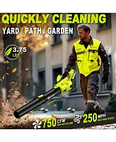 Silvel Leaf Blower Cordless, 750CFM/250MPH, 2 x 24V 6.0Ah Battery Powered Brushless Blower, Variable Speed Snow for Lawn, Yard, Garage