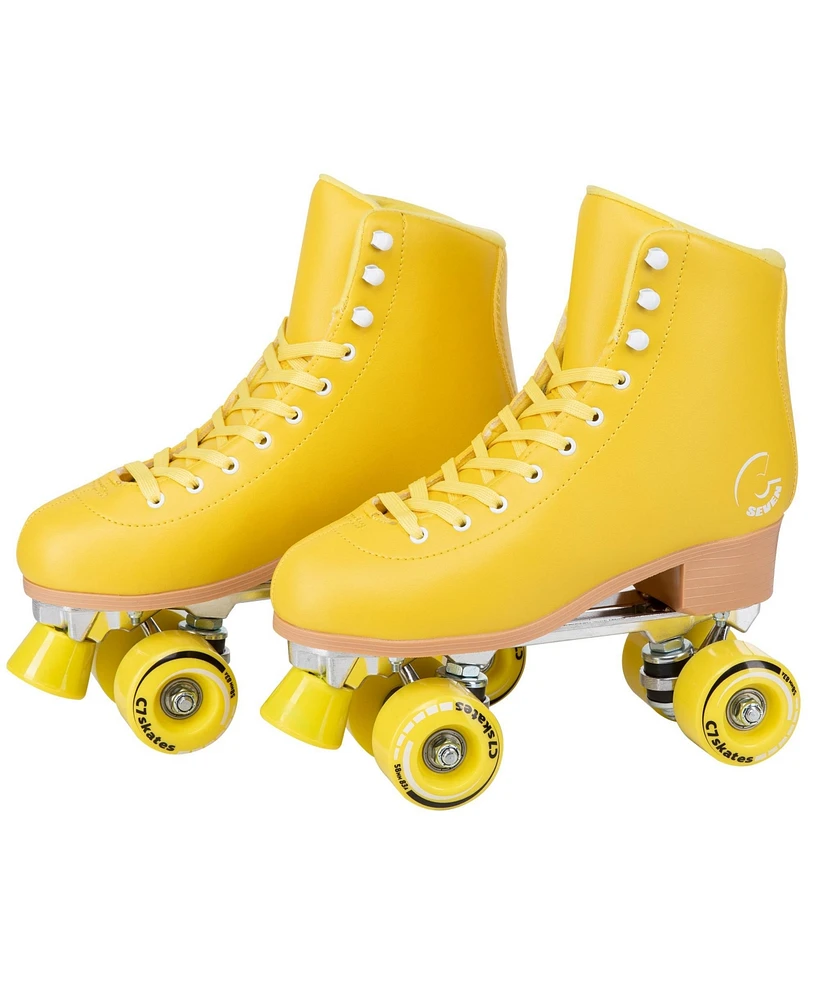 C7skates Forget Me Not Quad Roller Skates (Lemonpop, Women's 5 / Youth 4)